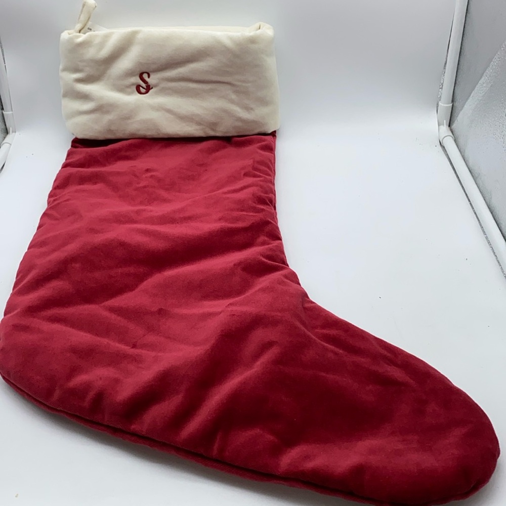 Pottery Barn Velvet Stocking Christmas Holiday Xmas Red Large 24 inch